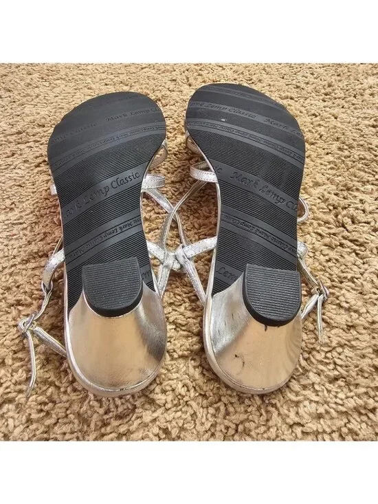 Mark Lemp Strappy Heels Womens 10.5M Classics by Walking Cradles Leash Silver - Picture 9 of 10